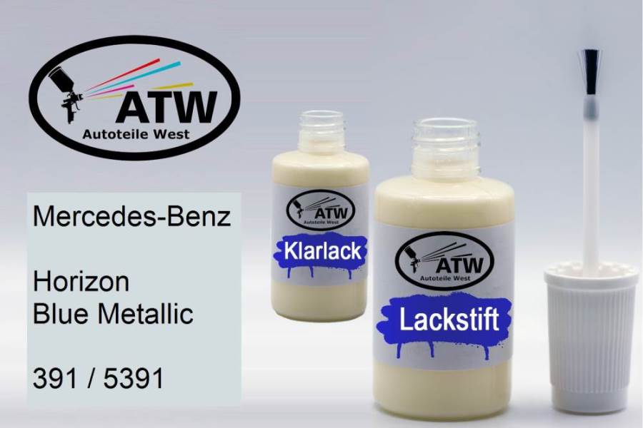 Mercedes-Benz, Horizon Blue Metallic, 391 / 5391: 20ml Lackstift + 20ml Klarlack - Set, von ATW Autoteile West.
